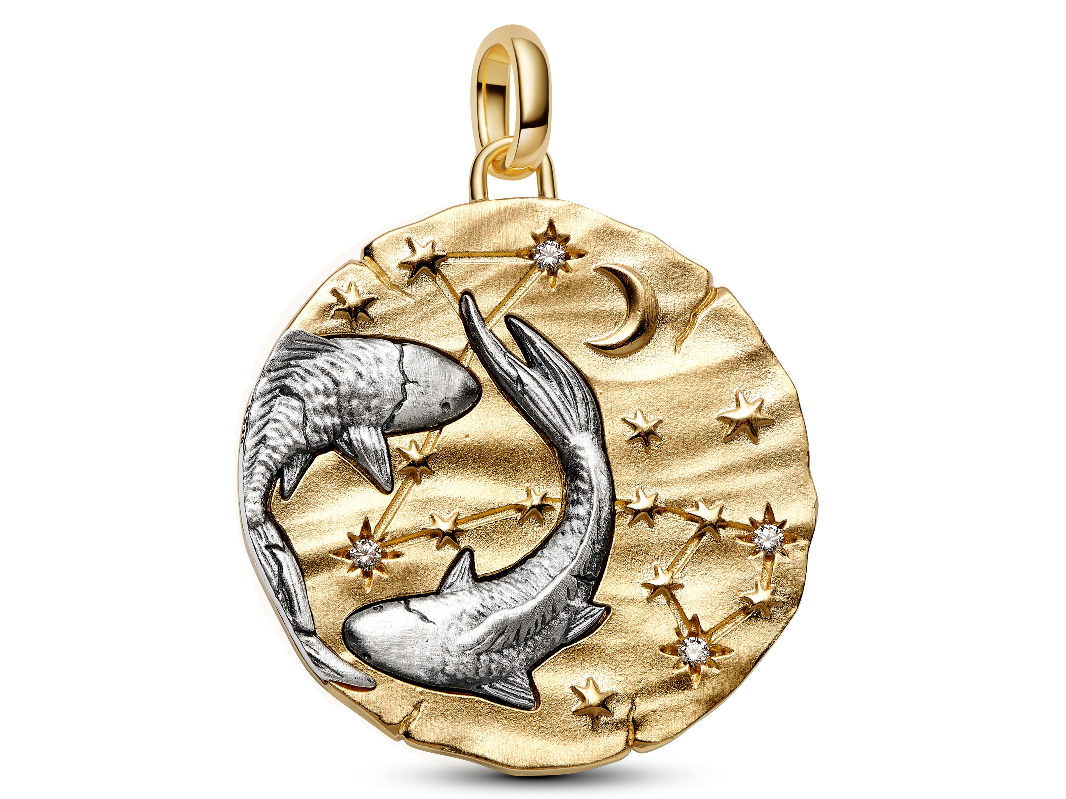 Pandora ME 765005C01 - Sternzeichen Fische - gr. Anhänger-Charm - Sterling Silber & Gelbgold Vergoldung - 28 mm