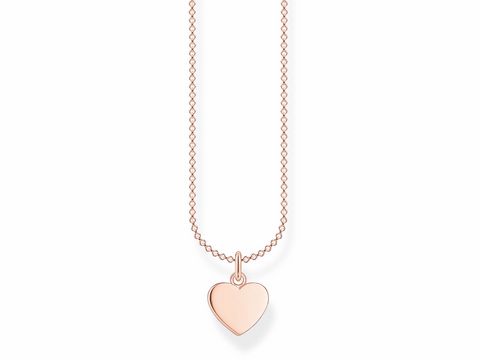 Silberne Kette mit herzförmigem Anhänger in Roségold, aus der Thomas Sabo Charming Collection, verstellbare Länge von 38 bis 45 cm, elegantes und zeitloses Schmuckstück.