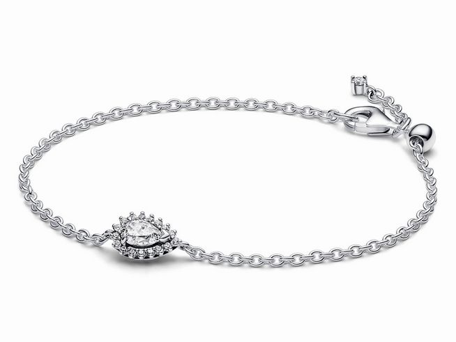 Funkelndes Birnen-Kranz Gliederarmband aus Sterling Silber mit Zirkonia von Pandora, elegant und stilvoll, perfekt für jeden Anlass und verleiht jedem Outfit einen Hauch von Glamour.