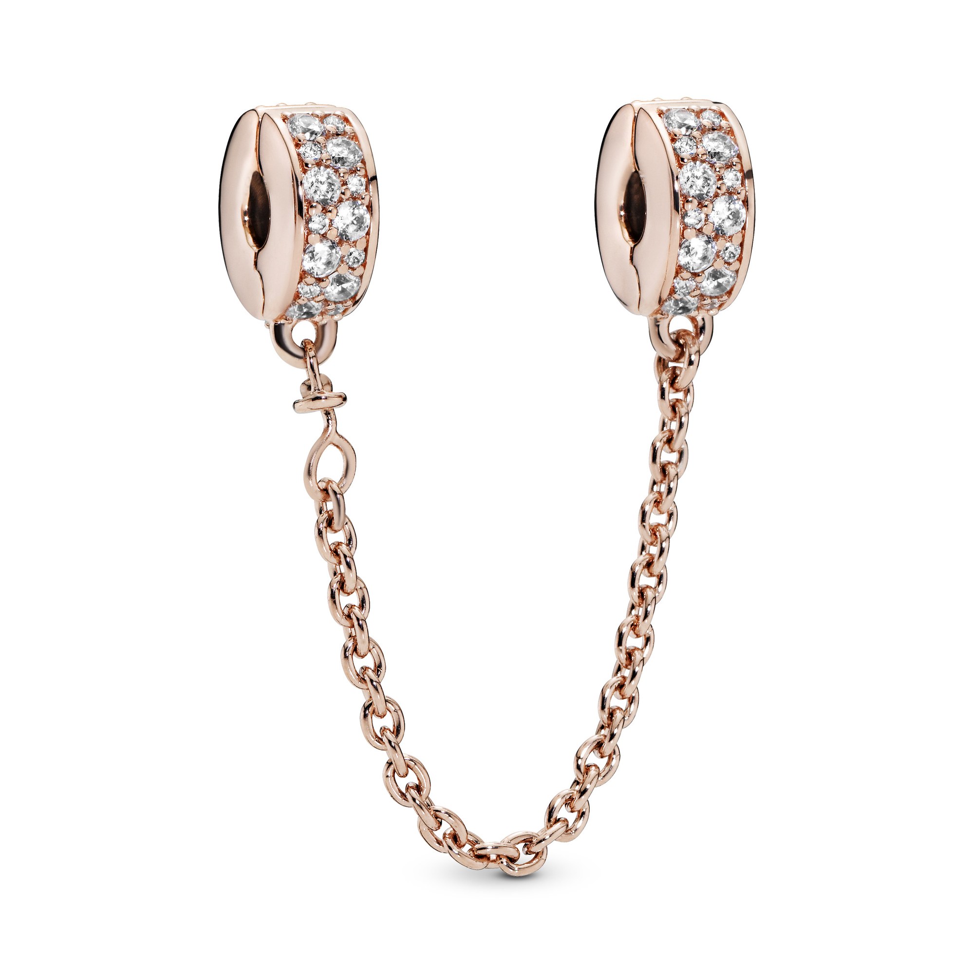 PANDORA Pavé-Glanz Sicherheitskettchen PANDORA Rose - 5 cm