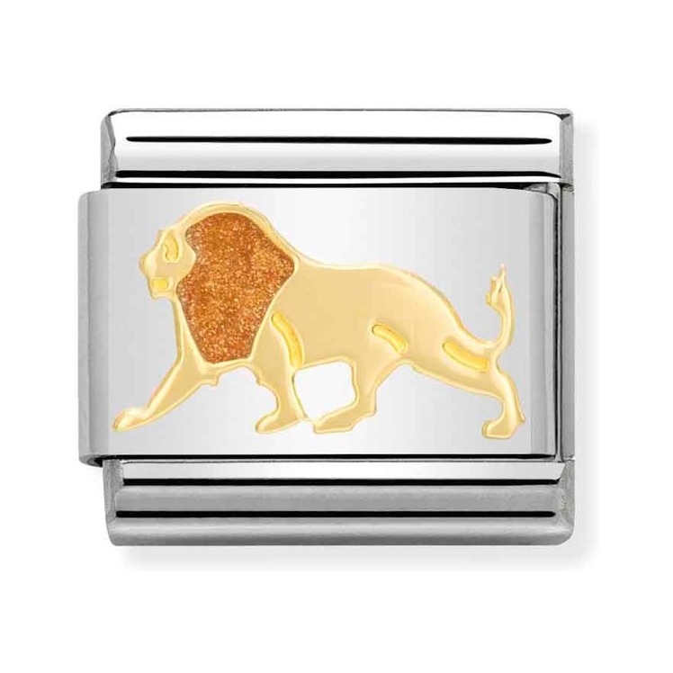 Nomination Composable Classic Charm Löwe - Edelstahl, Gold 750 Gelbgold, Emaille