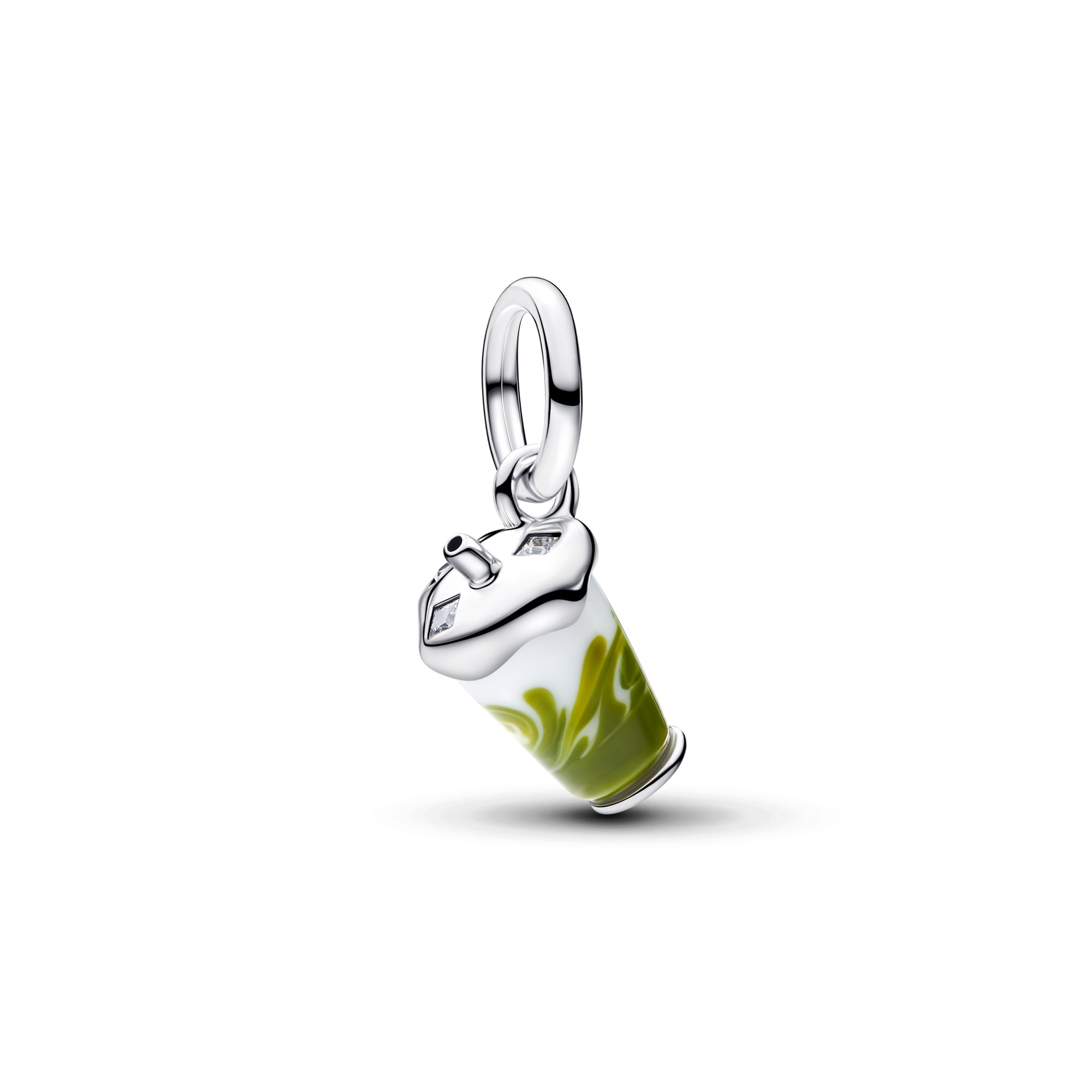 Pandora Iced Matcha Latte Murano-Glas Charm-Anhänger - Emaille Sterling Silber – Ansicht 2