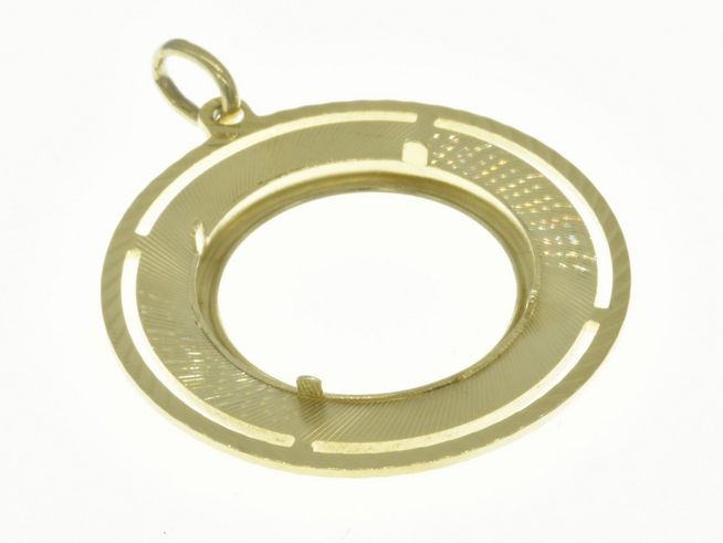 Münzfassung Anhänger aus 585 Gold mit Diamantschliff, geeignet für Münzen mit einem maximalen Durchmesser von 21,2 mm, Hersteller Juwelier Harnisch.
