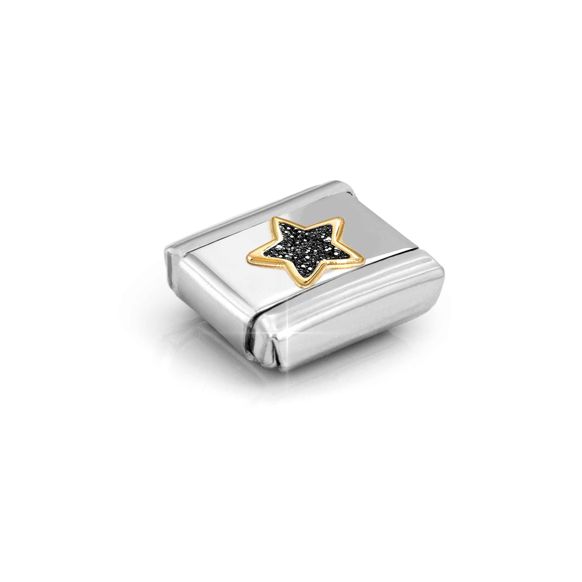 Nomination Composable Classic Charm Stern schwarz - Edelstahl, Gold 750 Gelbgold, Zirkonia – Ansicht 4