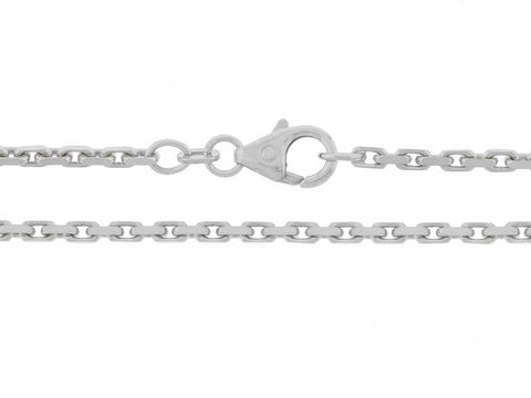 Anker Kette aus Weißgold 585 mit einer Länge von 42 cm, diamantiert und einer Breite von 2,2 x 2,2 mm, mit einem praktischen Karabinerverschluss, Hersteller Juwelier Harnisch.