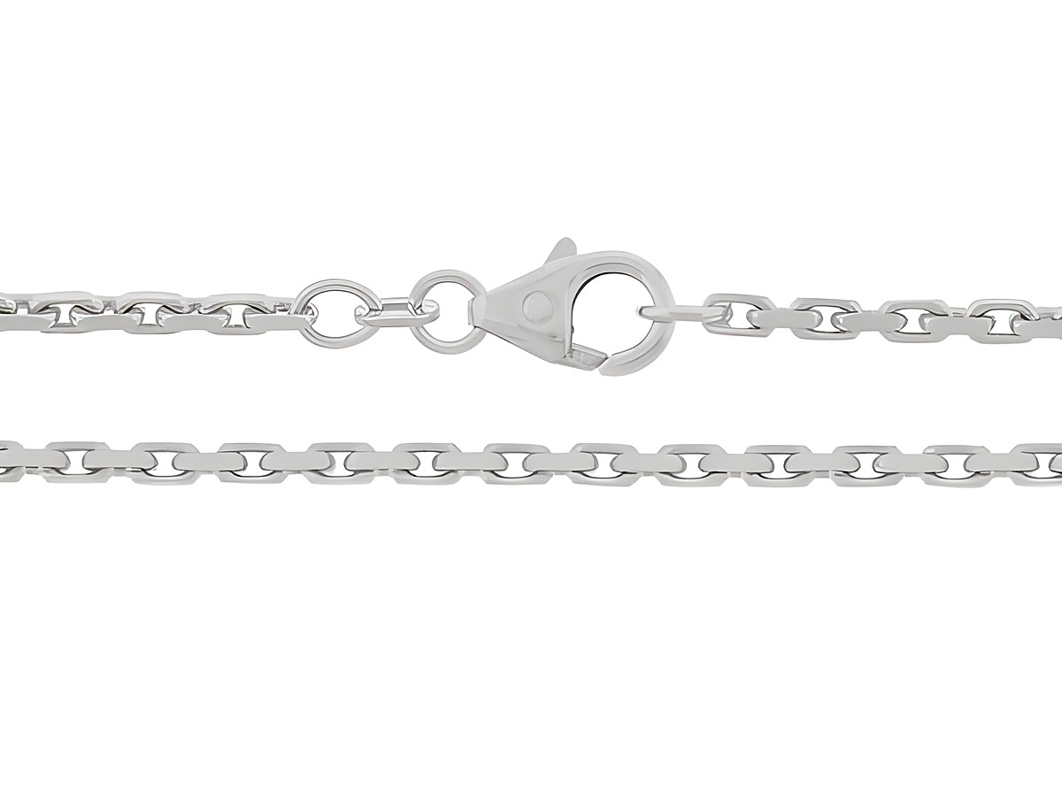 Anker Kette aus Weißgold 585 mit einer Länge von 42 cm, diamantiert und einer Breite von 2,2 x 2,2 mm, mit einem praktischen Karabinerverschluss, Hersteller Juwelier Harnisch.