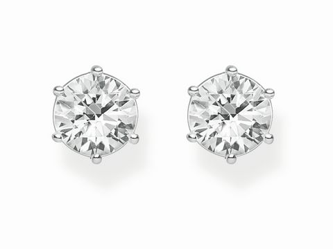 Zwei elegante Ohrstecker aus Silber mit strahlenden, weißen Zirkonia in runder Form, hochwertig verarbeitet von Thomas Sabo. Ideal für jeden Anlass und stilvolle Akzente.
