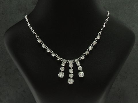 Filigrane Strass Collier Kette in Weiß von Juwelier Harnisch, aus sterling Silber, 38-45 cm, elegant mit funkelnden Strasssteinen in verschiedenen Größen, ideal für besondere Anlässe.