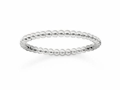 Silberner Ring von Thomas Sabo TR2122-001-12-50 in Größe 50, mit einer eleganten Perlenstruktur, glänzend und schlicht, ideal für jeden Anlass.