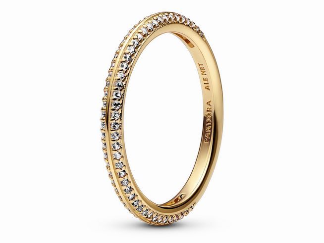169679060-0 Pandora ME Ring in 585 Gelbgoldvergoldung mit klaren Zirkoniasteinen, elegantes Design, Größe 60, strahlend und stilvoll, ideal für besondere Anlässe oder als Geschenk.