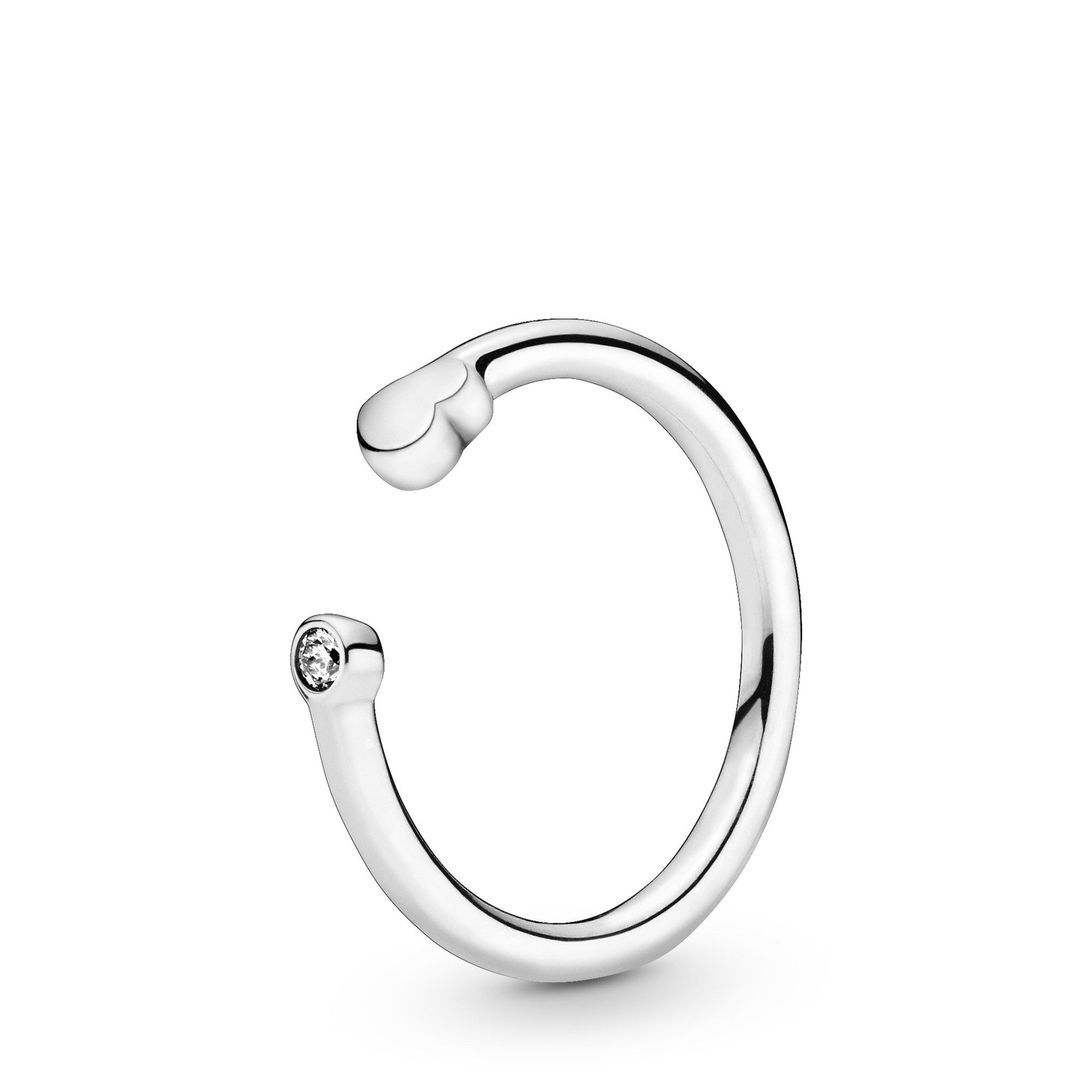 Pandora Heart - Herz Sterling Silber offener Ring + Zirkonia