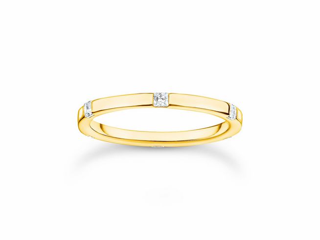 Eleganter Thomas Sabo Ring TR2396-414-14-52 aus vergoldetem Sterling Silber mit Zirkonia-Steinen, Größe 52, perfekt für stilvolle Akzente im Alltag oder zu besonderen Anlässen.