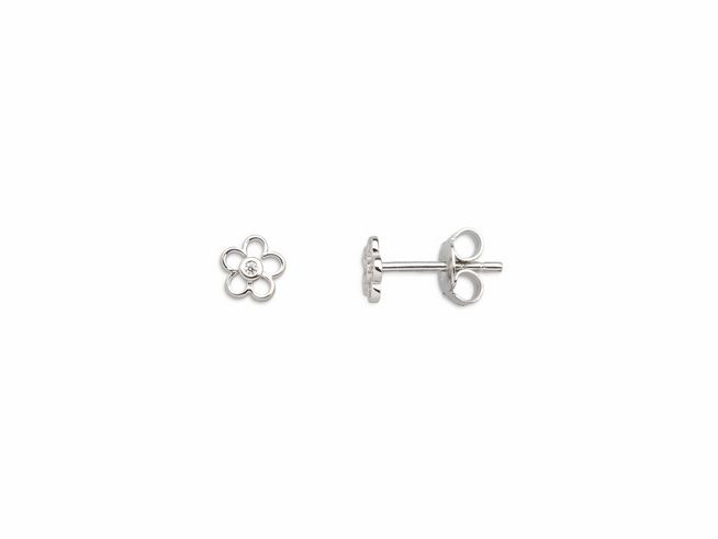 Xenox Sterling Silber Ohrringe XS3560 in Blumenform mit einem kleinen Stein, eleganter Ohrschmuck für jeden Anlass. Ideal für stilvolle Akzente im Alltag.