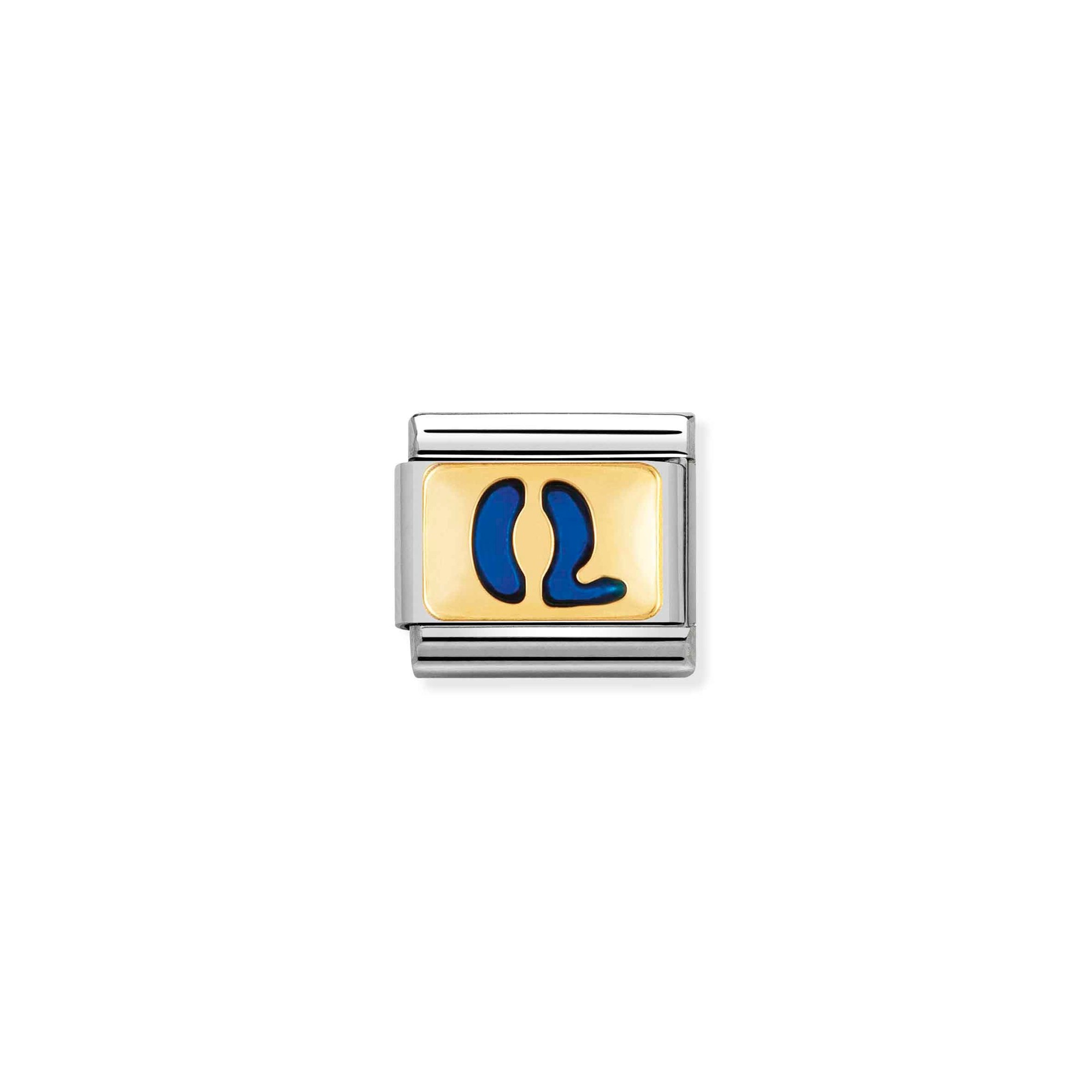 Nomination Composable Classic Charm Buchstabe Q blau - Edelstahl, Gold 750 Gelbgold, Emaille