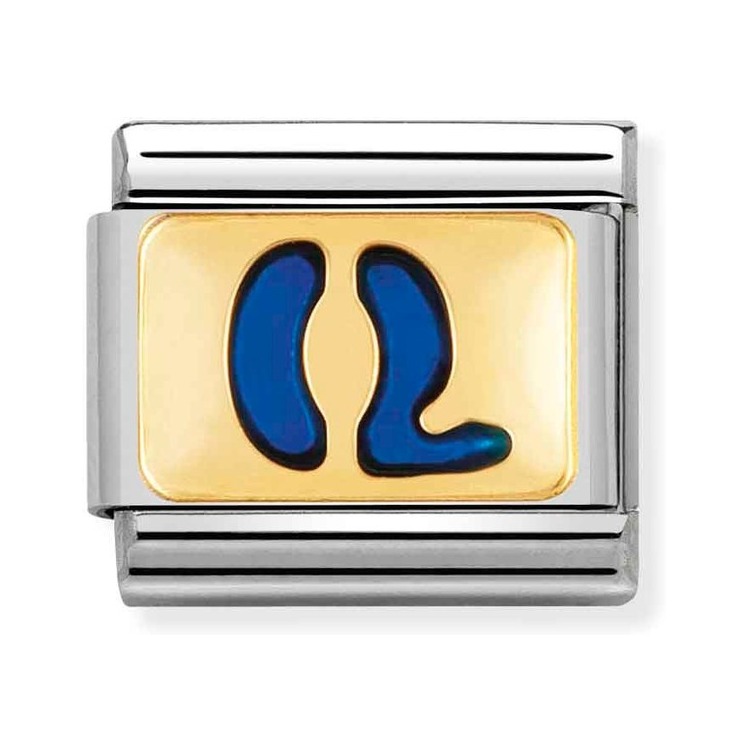 Nomination Composable Classic Charm Buchstabe Q blau - Edelstahl, Gold 750 Gelbgold, Emaille