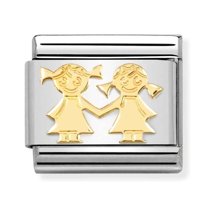Nomination Composable Classic Charm Schwestern - Edelstahl, Gold 750 Gelbgold
