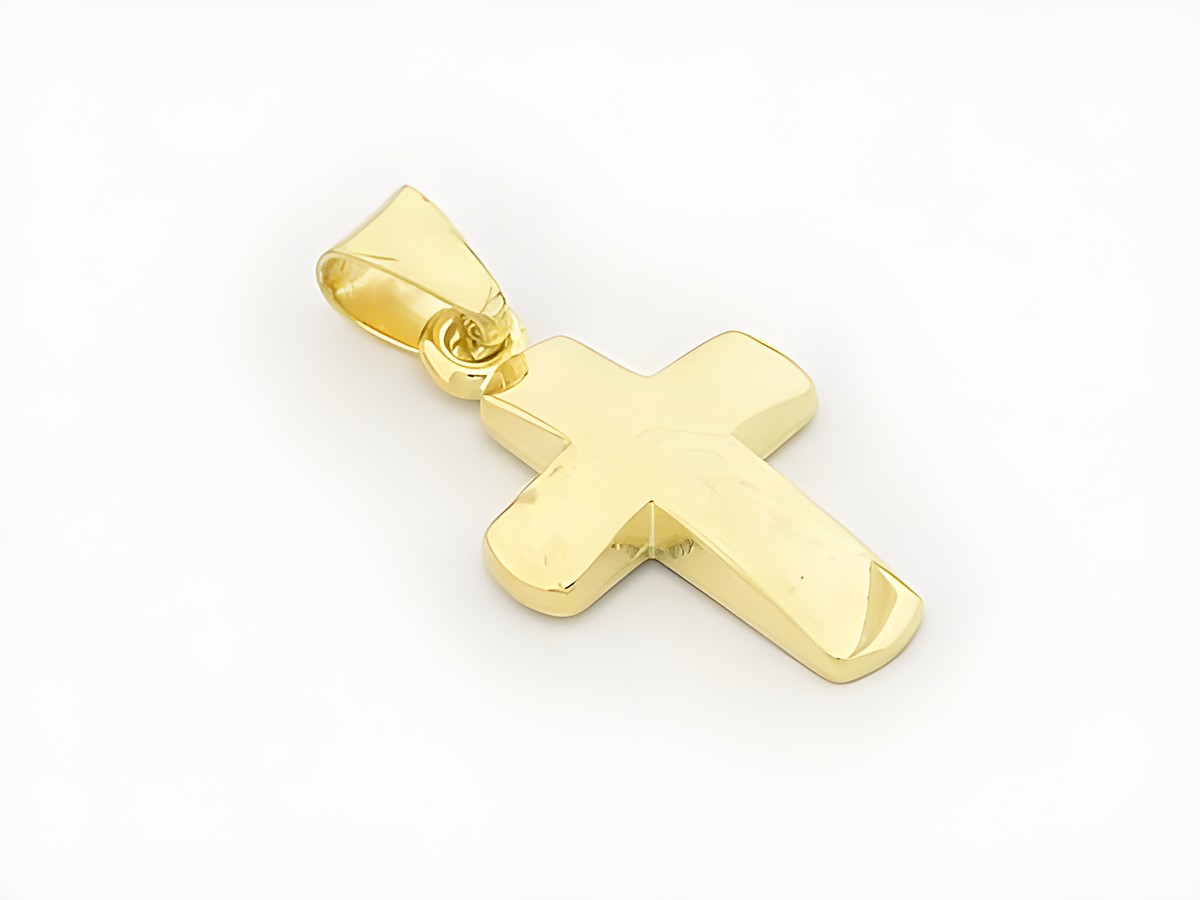 Kreuz klein glänzend Anhänger Gold 333 GG von Juwelier Harnisch, klassisches Design, ideal als Schmuckstück oder Geschenk, hochwertig verarbeitet und zeitlos elegant.