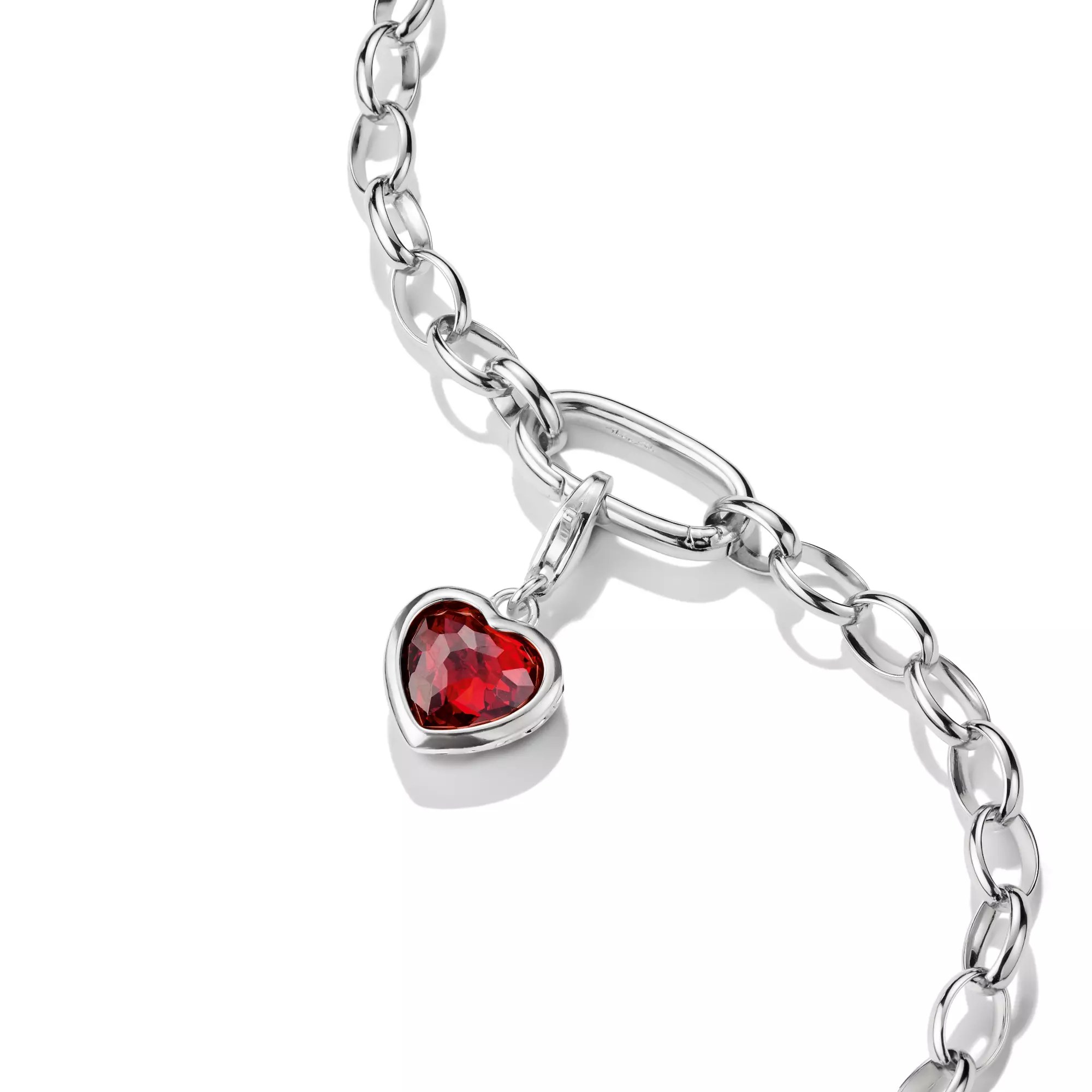 Thomas Sabo Charm-Anhänger - Herz - Silber & Glas-Keramik Stein - Rot – Ansicht 2