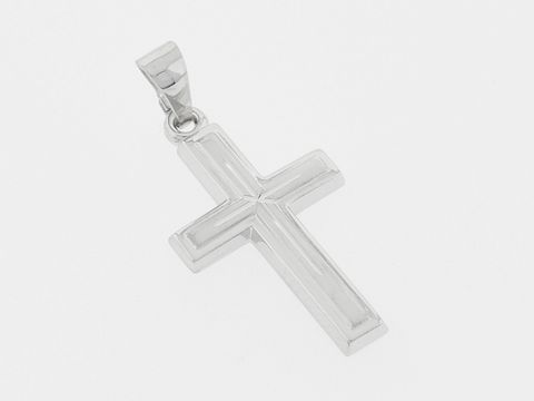 Kreuz Silber Anhänger religiös teilmattiert diamantiert Hersteller Juwelier Harnisch mit Muster.