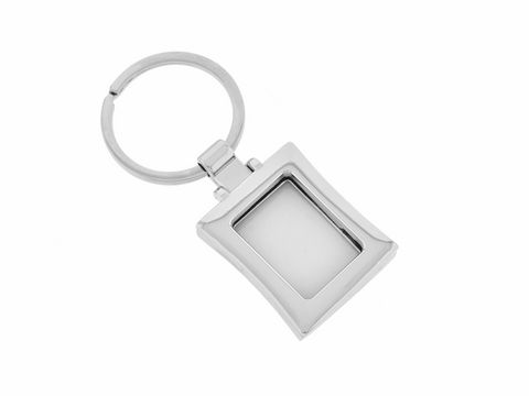 Schlüsselanhänger Rechteck Medaillon zum Aufklappen aus Edelstahl 8 cm von Juwelier Harnisch, ideal für Gravuren, modernes Design mit flacher Oberfläche und robuster Schlüsselring.