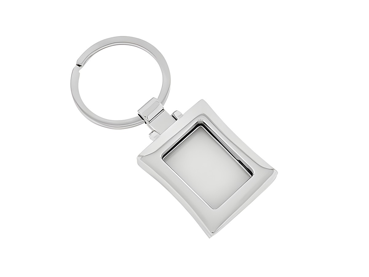 Schlüsselanhänger Rechteck Medaillon zum Aufklappen aus Edelstahl 8 cm von Juwelier Harnisch, ideal für Gravuren, modernes Design mit flacher Oberfläche und robuster Schlüsselring.