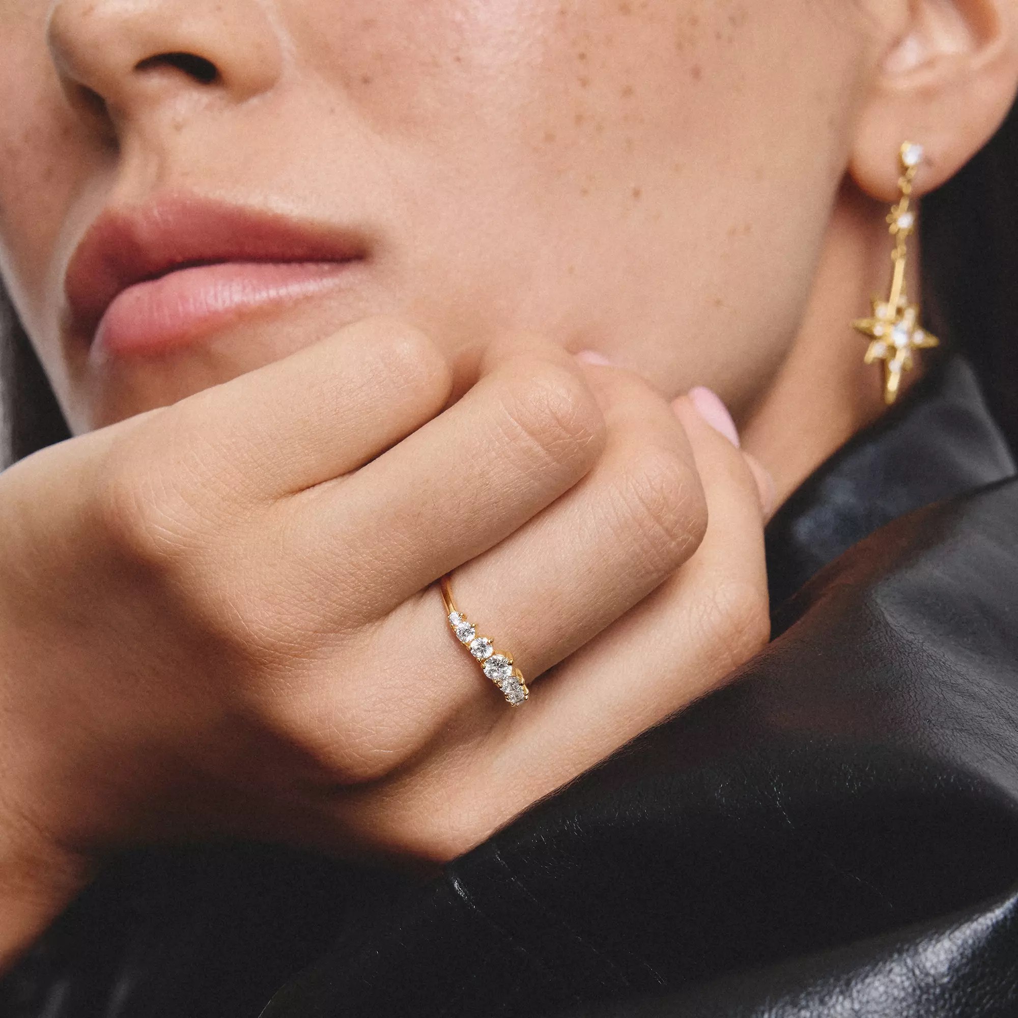 Thomas Sabo Ring mit weißem Zirkonia – vergoldet – 5 mm hoch – Ansicht 4