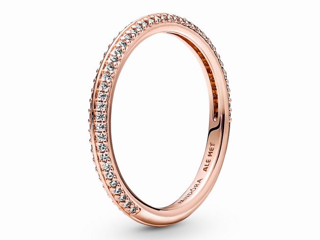 Pandora ME Ring in Roségold mit Pavé-Zirkonia klar, Größe 58, hergestellt von Pandora, elegantes Design, perfekt für jede Gelegenheit.