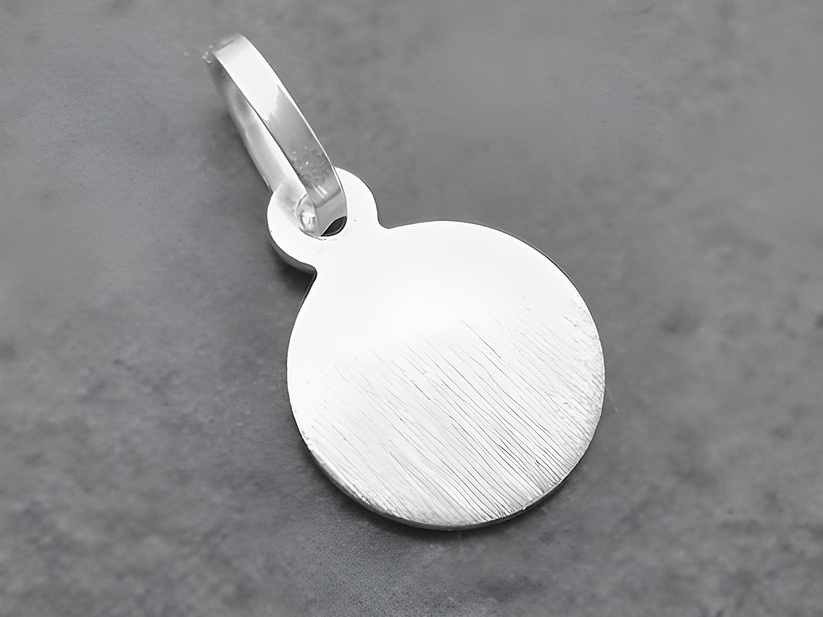 Silber Anhänger - 10,5 mm - Gravurplatte - mattiert und poliert - rund, Hersteller Juwelier Harnisch, schlicht und elegant, ideal für persönliche Gravuren.