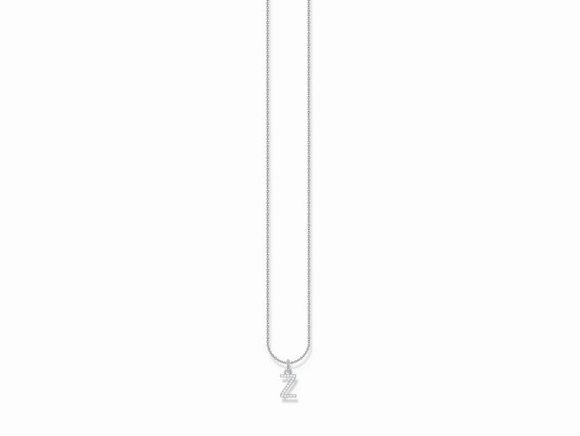 Eine silberne Kette von Thomas Sabo mit einem Z aus Zirkonia in Weiß, die eine Länge von 38 bis 45 cm hat. Ideal für individuelle Styles und als persönliches Geschenk.