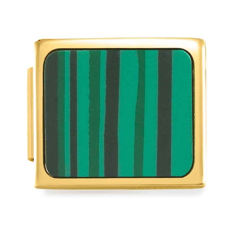 Nomination Classic GLAM Link Edelstahl Gelbgold - Malachit - Viereck