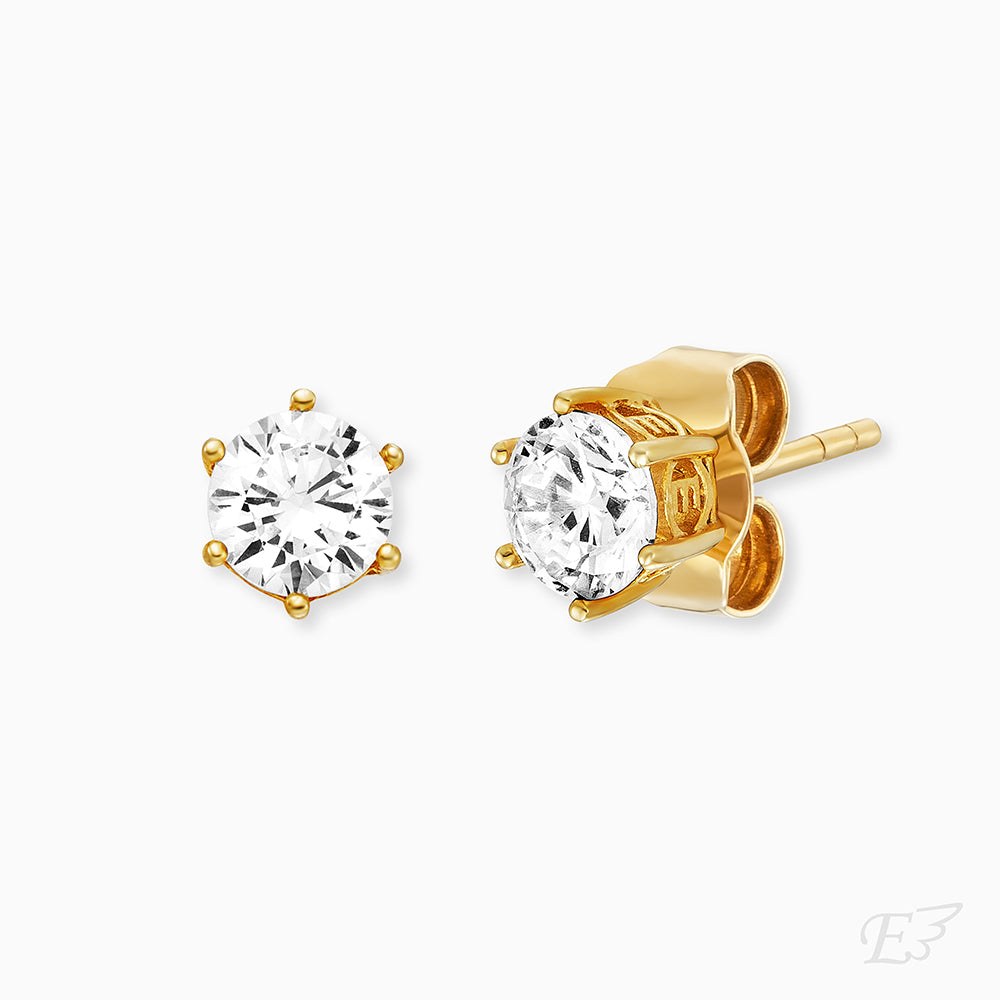 Engelsrufer BASIC Ohrstecker Shiny platiert mit Zirkonia - Gelbgold vergoldet auf Silber 5 mm – Ansicht 2