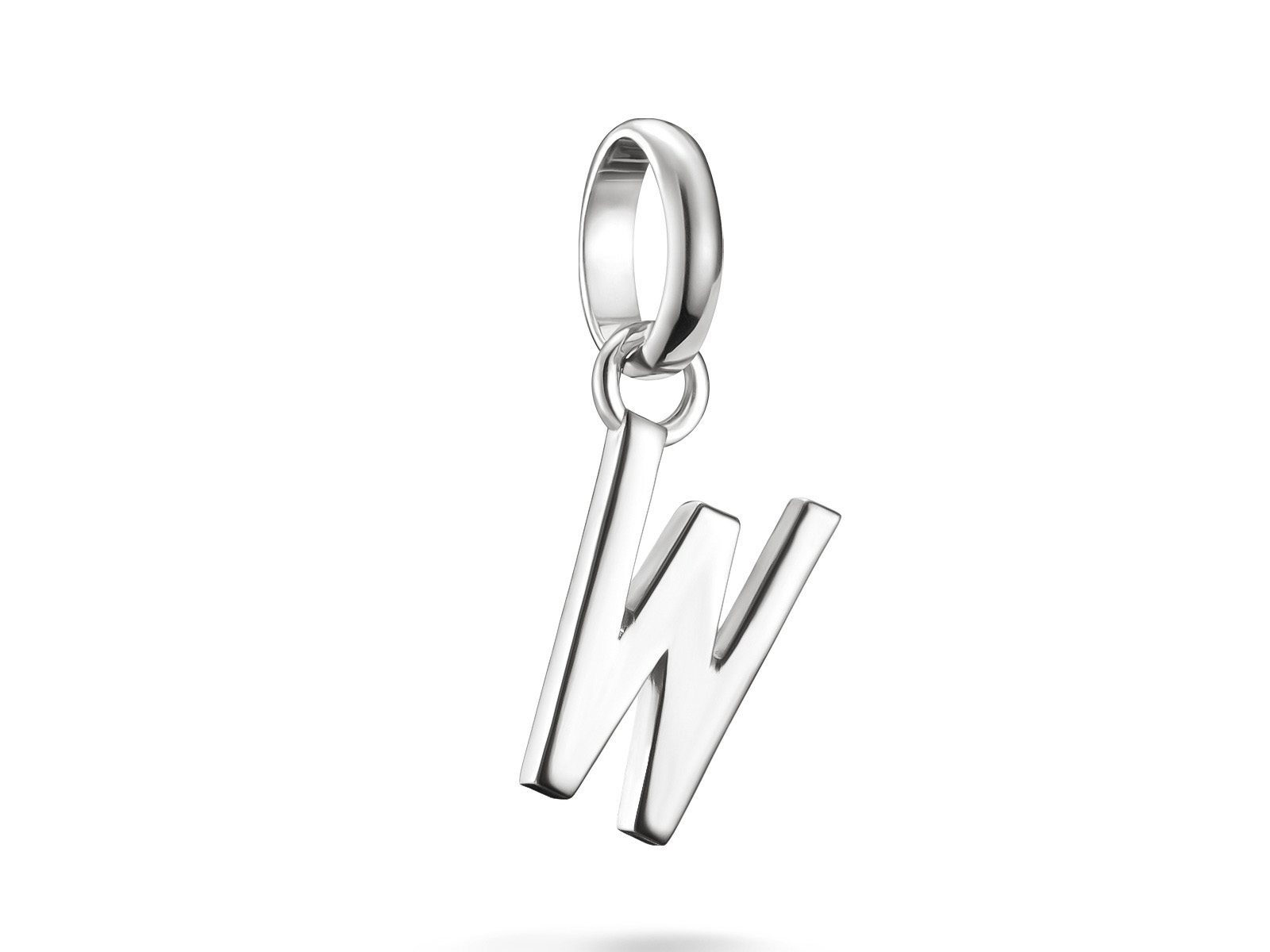 Silberner Charm in Form des Buchstabens W mit Öse, hergestellt von Thomas Sabo, Teil der Charm Club CONNECT Kollektion.