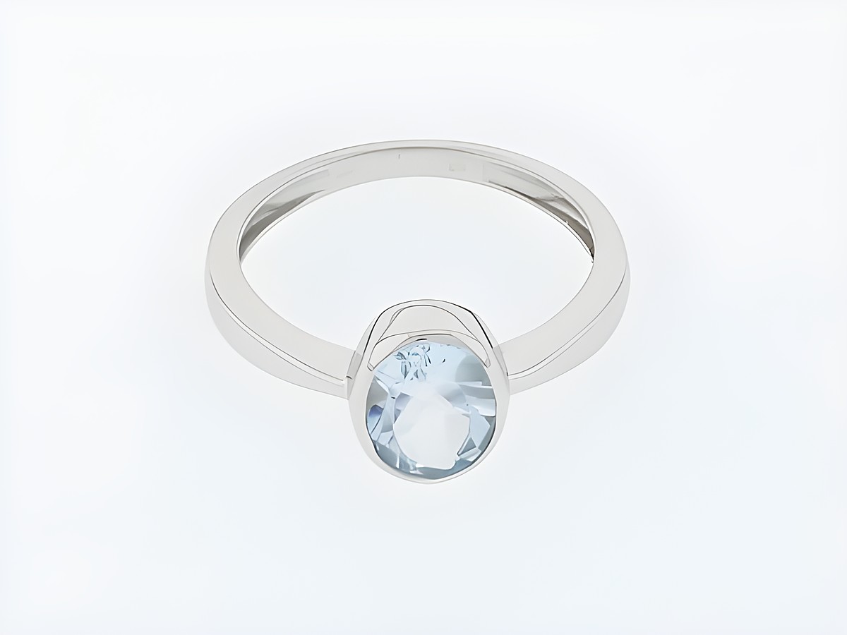 Ring Silber rhod. Gr. 56 klassisch mit ovalem Blautopas, Hersteller Juwelier Harnisch, bis Gr. 56 / 17,8.