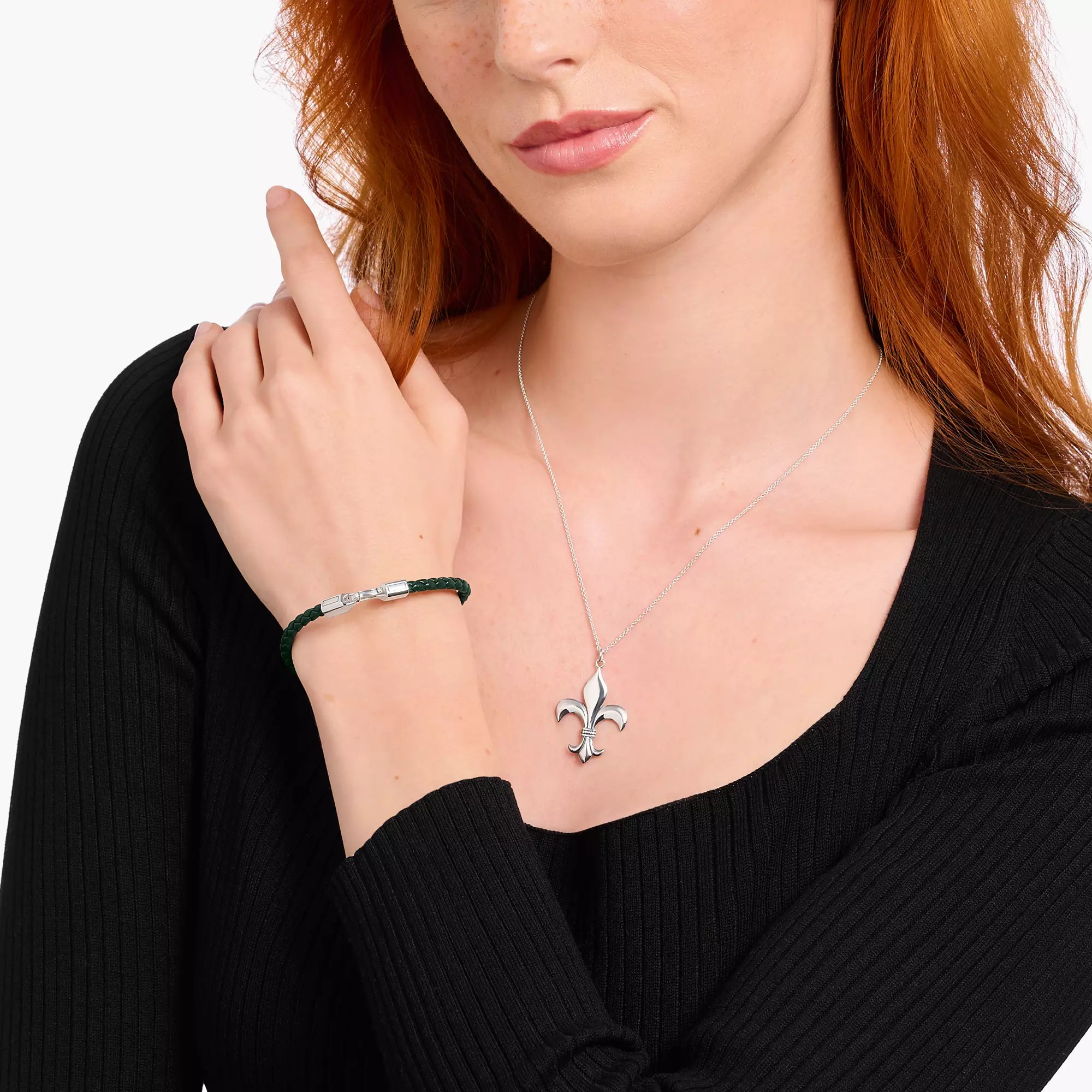 Thomas Sabo Armband - Basic - Silber gesch. & Leder - Grün - 15 cm – Ansicht 2
