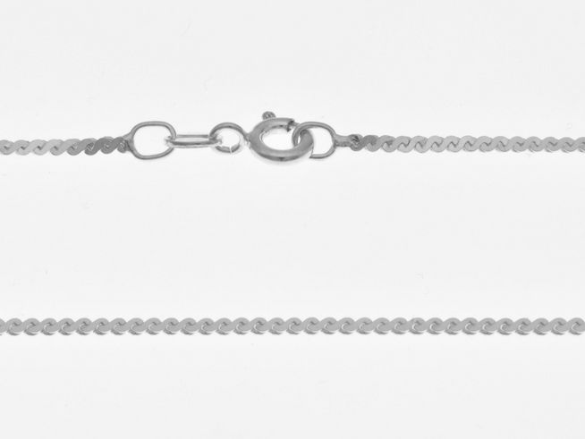 Silberkette aus Sterling Silber in S-Panzerkette, 1,4 x 0,6 mm, 42 cm lang, ausgestattet mit einem praktischen Verschluss, Hersteller Juwelier Harnisch, weitere Kettenmuster erhältlich.