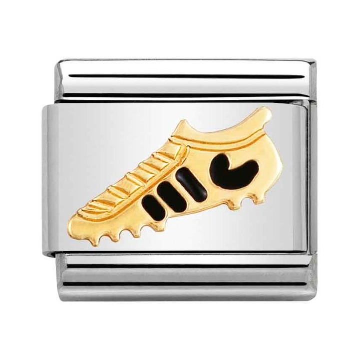Nomination Composable Classic Charm Fußballschuh schwarz - Edelstahl, Gold 750 Gelbgold