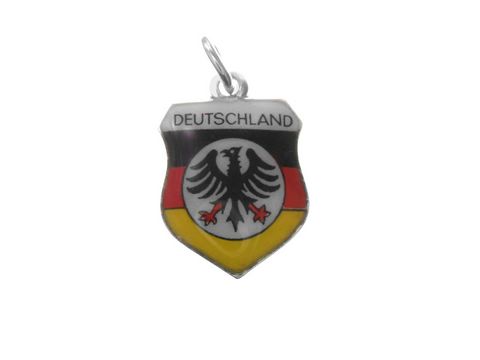 Silber Anhänger Deutschland Wappen mit Bundesadler und den Farben der deutschen Flagge, gefertigt von Juwelier Harnisch, eignet sich ideal als zusätzliches Accessoire.