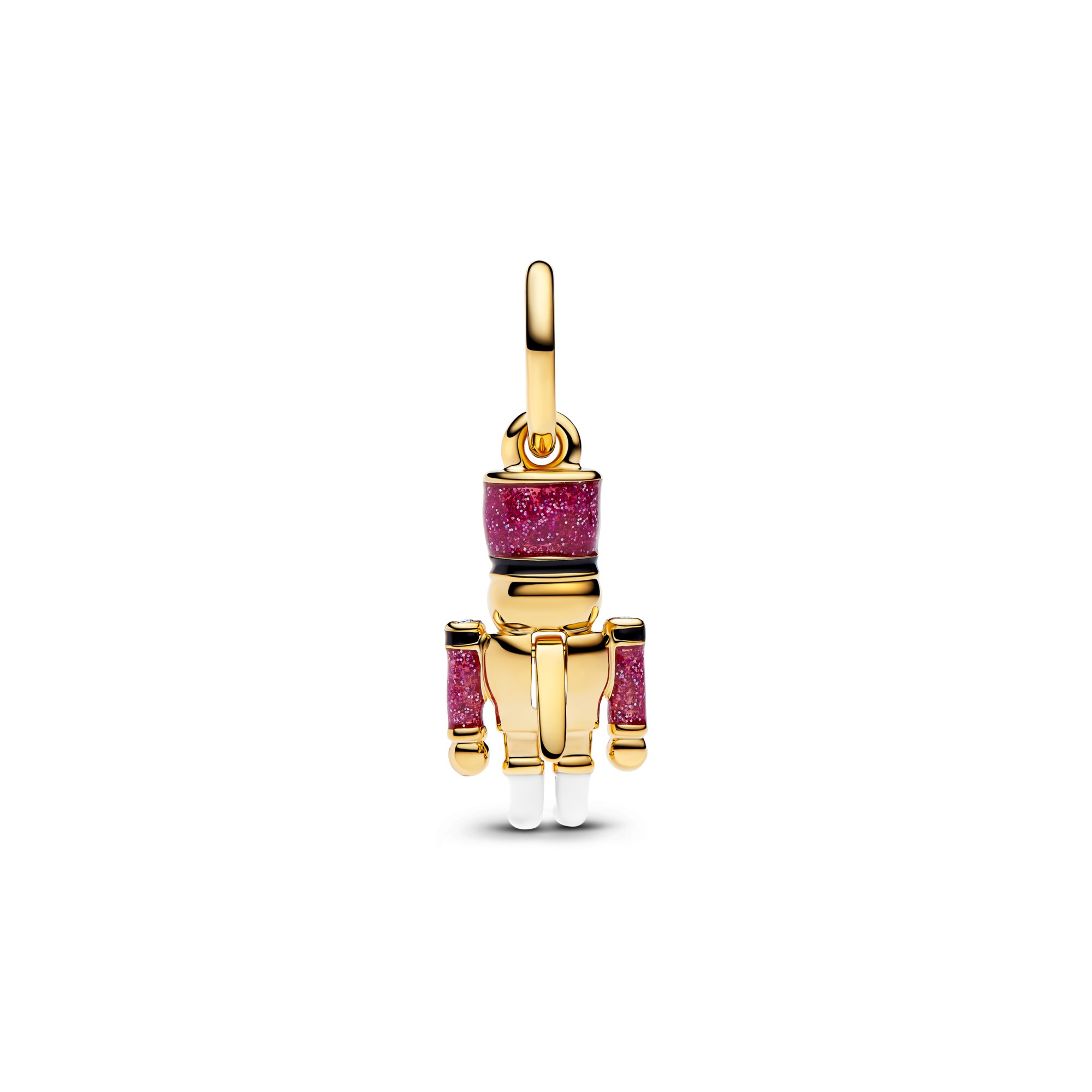 Pandora Beweglicher Nussknacker Charm - Gelbgold Vergoldung - Emaille Zirkonia Pink – Ansicht 3
