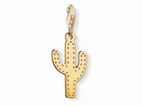 Charm-Anhänger in Form eines Kaktus, vergoldet, Hersteller: Thomas Sabo, Vintage Ethno Design, ideal für individuelle Schmuckstücke.