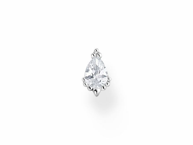 Ein eleganter Ohrstecker in Tropfenform aus Sterling Silber mit einem funkelnden Zirkonia Stein, der anmutig in der Mitte eingesetzt ist, ideal für stilvolle Akzente.