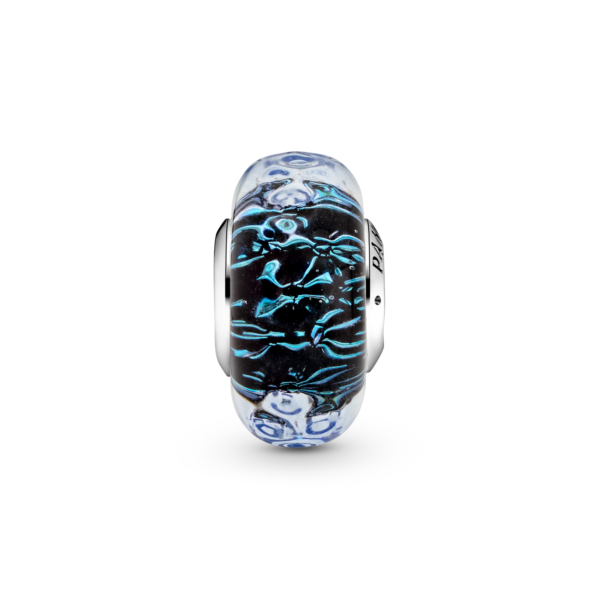 Pandora Silber Gewellter dunkelblauer Muranoglas-Ozean-Charm – Ansicht 2