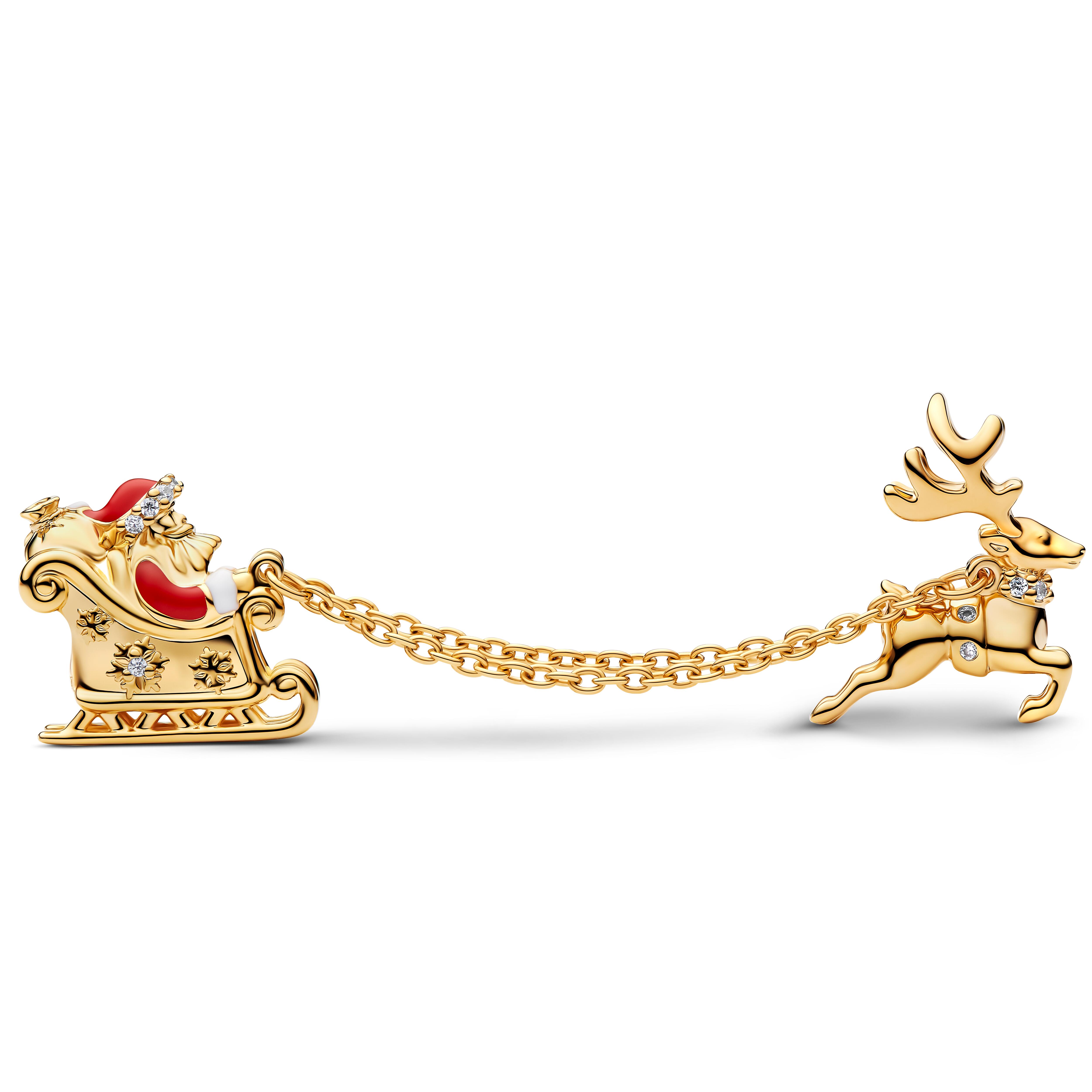 Pandora Moments - Doppel-Charm Weihnachtsschlitten - Gelbgold Vergoldung – Ansicht 2