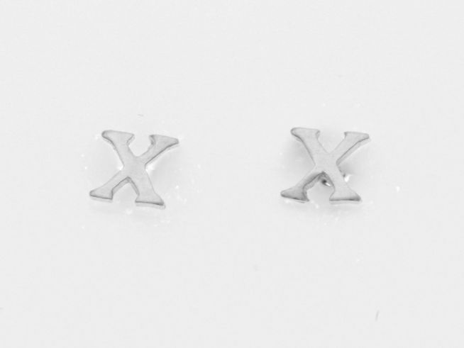 Ohrringe Ohrstecker buchstabe X aus Silber 925 mit Initialien, hochwertig verarbeitet vom Hersteller Juwelier Harnisch, ideales Schmuckstück für individuelle Akzente.