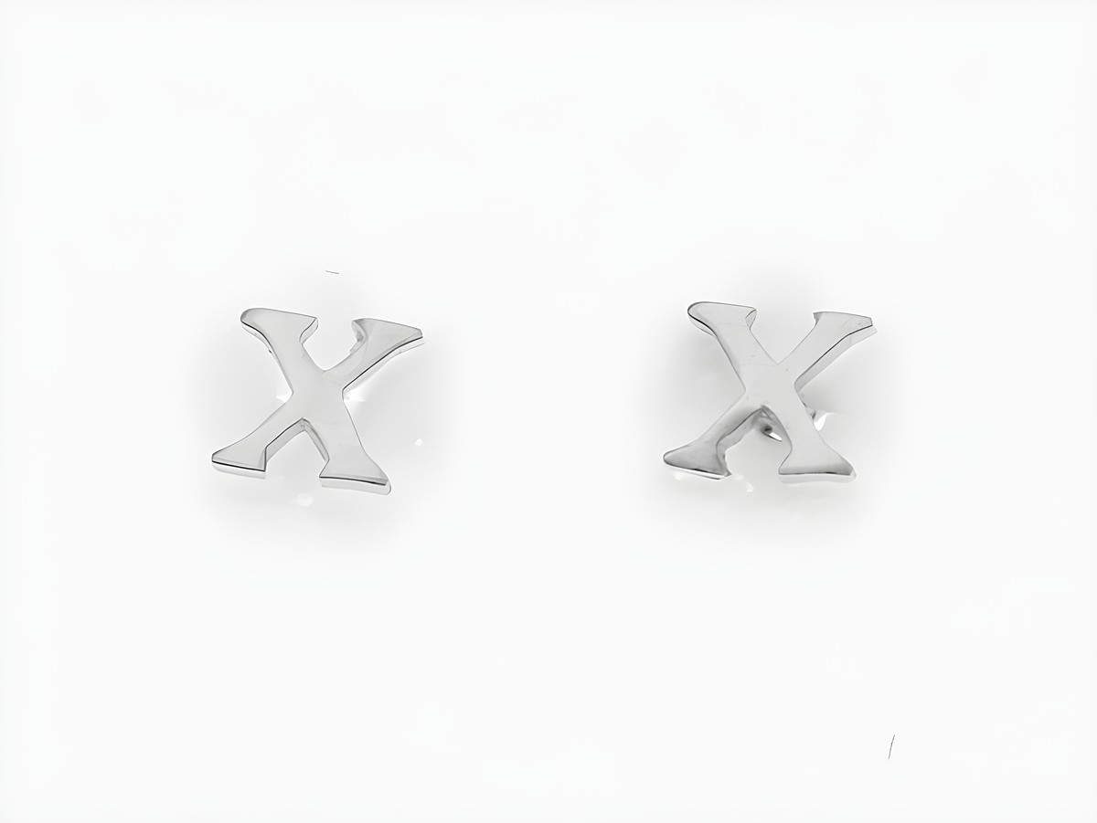 Ohrringe Ohrstecker buchstabe X aus Silber 925 mit Initialien, hochwertig verarbeitet vom Hersteller Juwelier Harnisch, ideales Schmuckstück für individuelle Akzente.