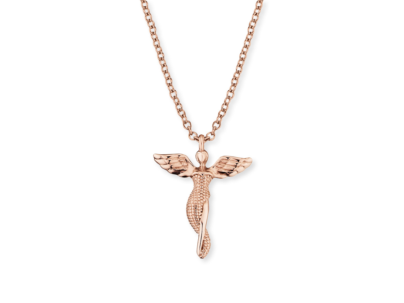 Roségold vergoldete Engelsrufer Kette mit Anhänger in Form eines Engels, ca. 40 cm lang, stilvoll verarbeitet, eignet sich perfekt als Accessoire oder Geschenk für besondere Anlässe.