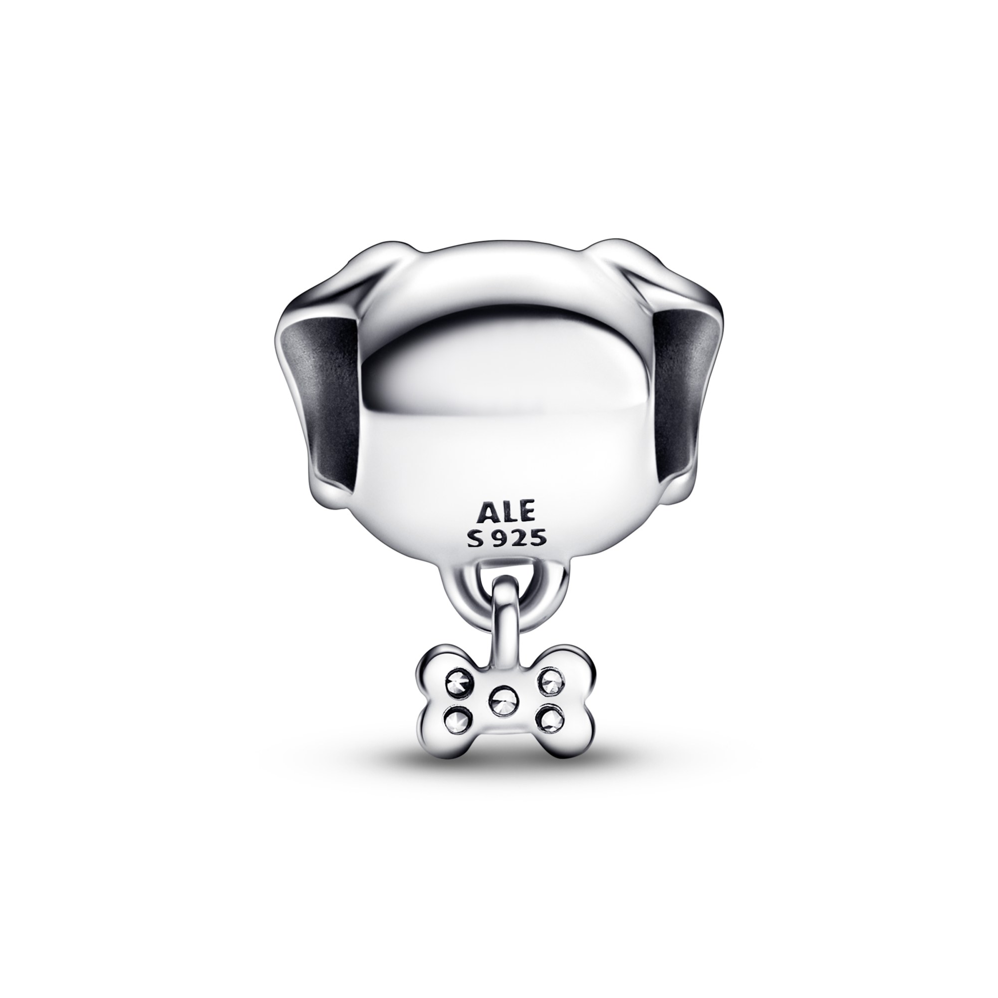 Pandora Hund & Knochen Charm - Sterling Silber + Zirkonia - Klar – Ansicht 3