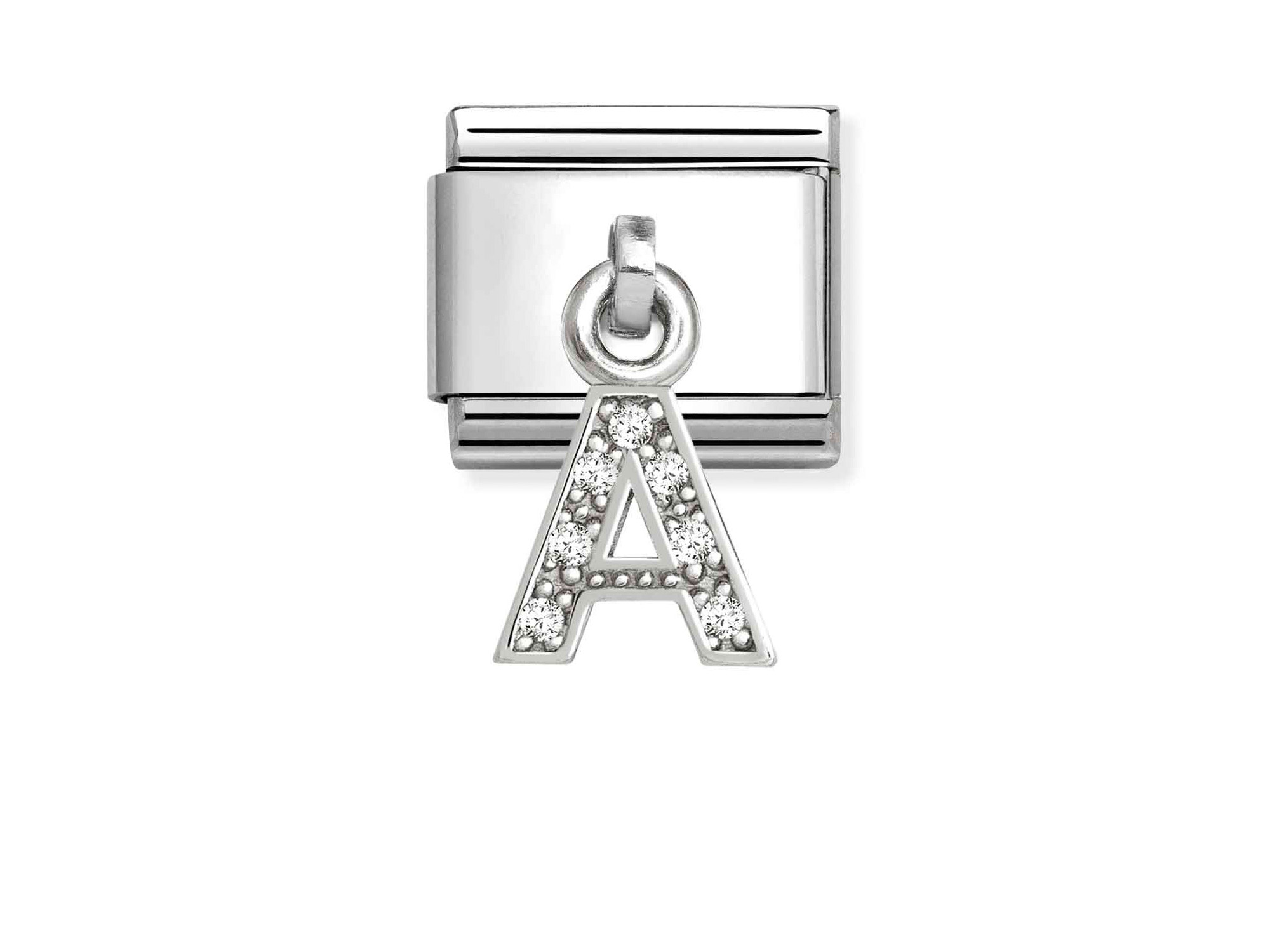 Classic Sterling Silber Charm in Form des Buchstaben A, verziert mit funkelnden Zirkonia, hochwertig verarbeitet, ideal für personalisierte Schmuckstücke, Hersteller Pandora, Neuheiten.