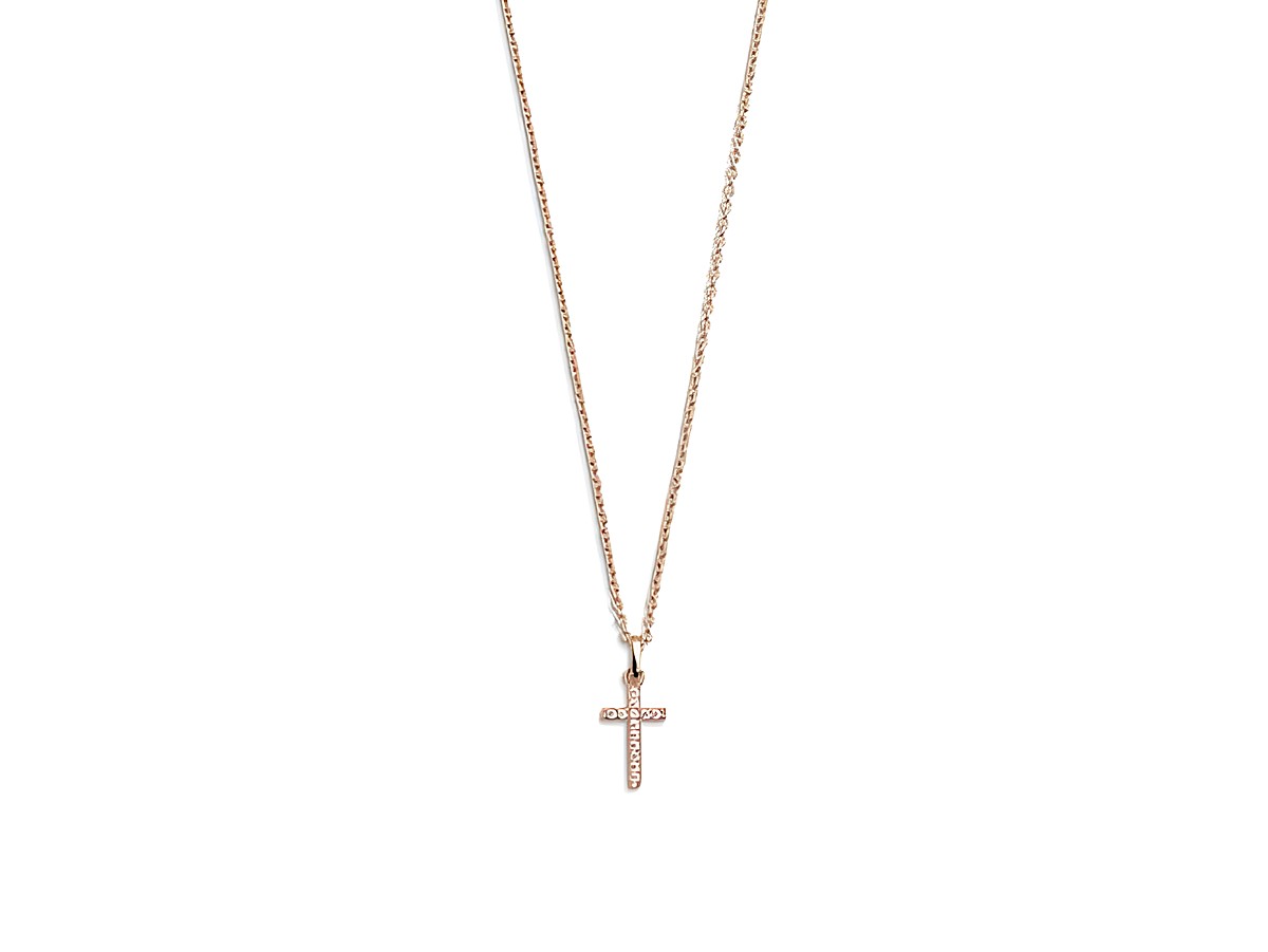 Xenox Sterling Silber Kette XS3522RK in Roségold vergoldet mit Ankerkette und feinem Kreuzanhänger, Länge 40-45 cm, elegante Schmuckstücke für jeden Anlass.