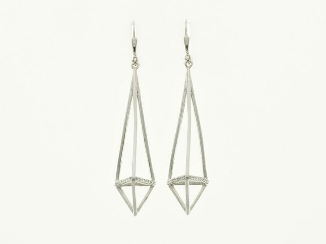 Geometrisches Pendel Ohrhänger aus rhodiniertem Sterling Silber mit Zirkonia, elegantes Design in zeitloser Form, Hersteller Juwelier Harnisch, ideal für jeden Anlass.