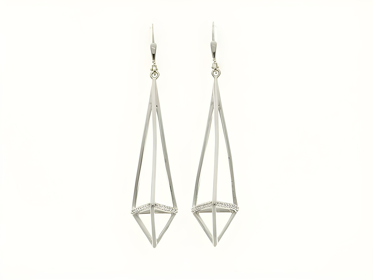 Geometrisches Pendel Ohrhänger aus rhodiniertem Sterling Silber mit Zirkonia, elegantes Design in zeitloser Form, Hersteller Juwelier Harnisch, ideal für jeden Anlass.